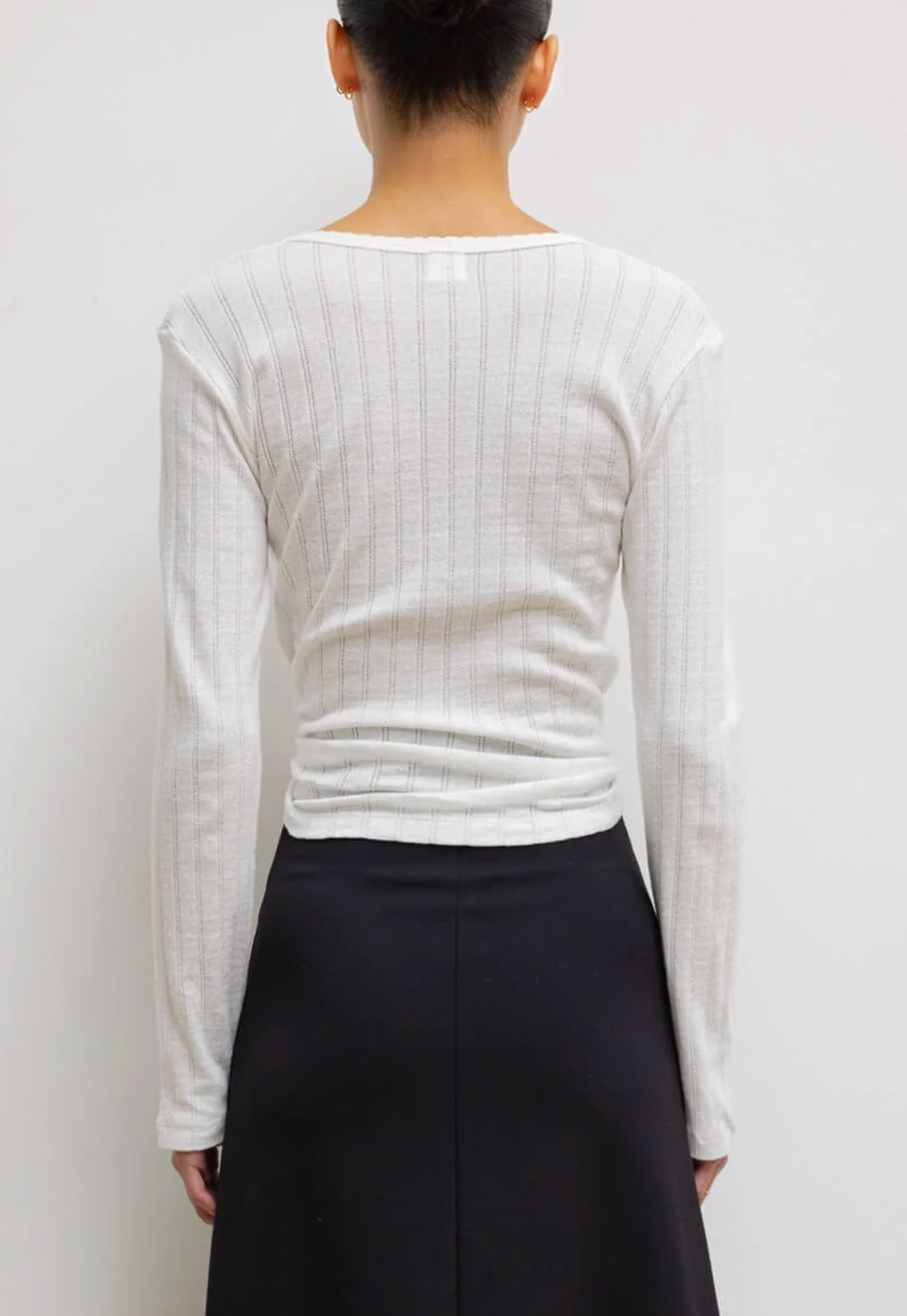 Pointelle Slim Fit Long Sleeve - White