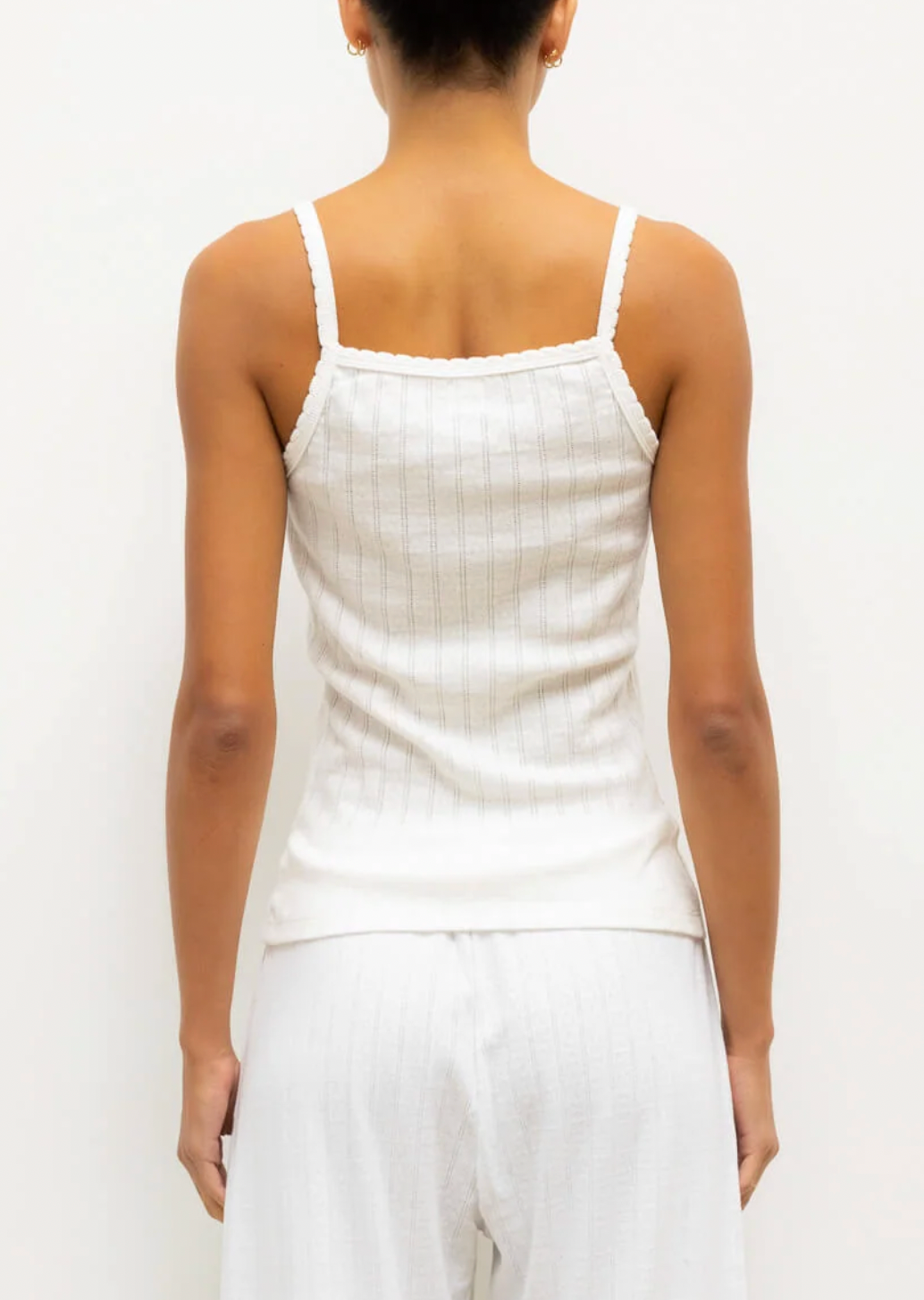 Pointelle Tank - White