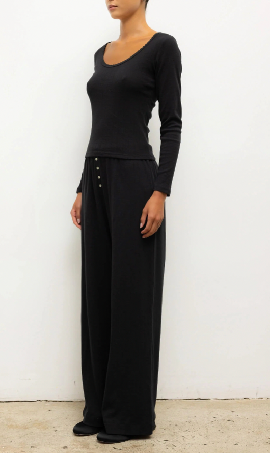 Pointelle Boxer Pant - Black