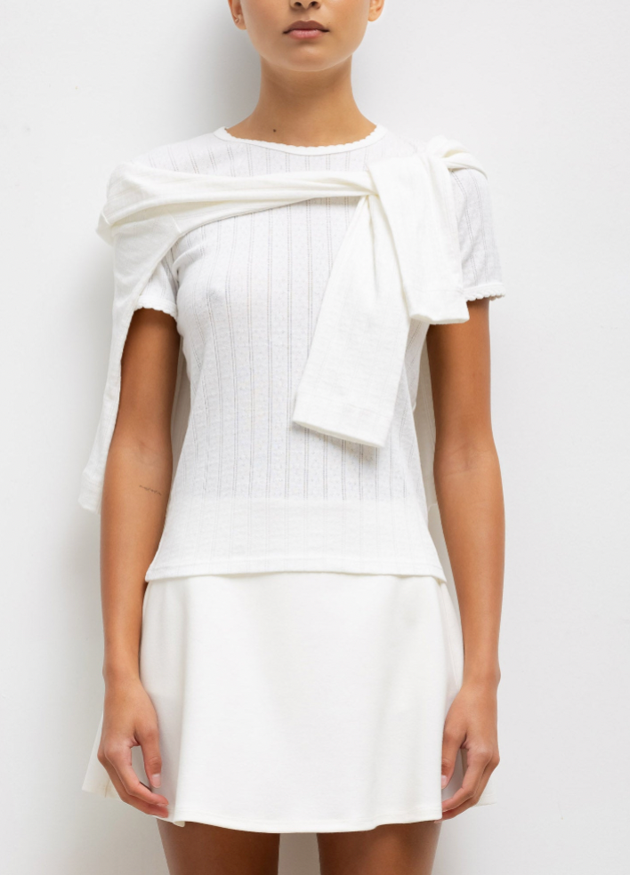 Pointelle Slim Fit Tee - White