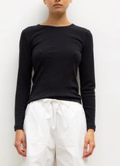 Pointelle Slim Fit Long Sleeve - Black