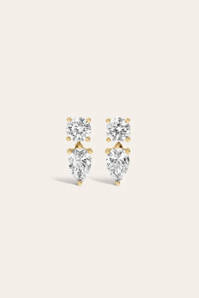 Diamond Pear Drop Earrings - Yellow Gold (By Special Order)