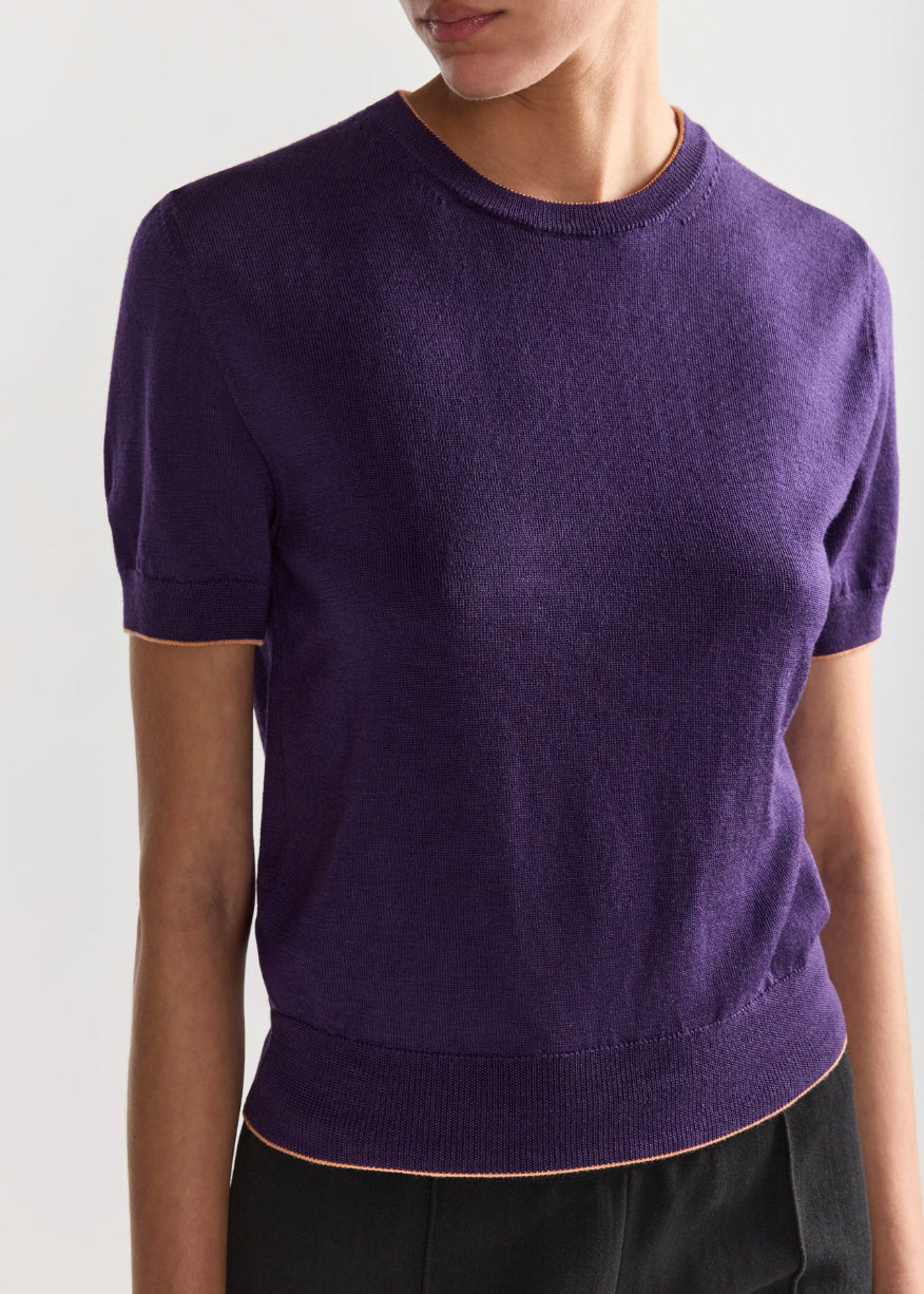 Tipped Janis Top - Grape Combo (By Phone Order Only)