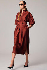 Francesca Short Sleeve Dress - Brick