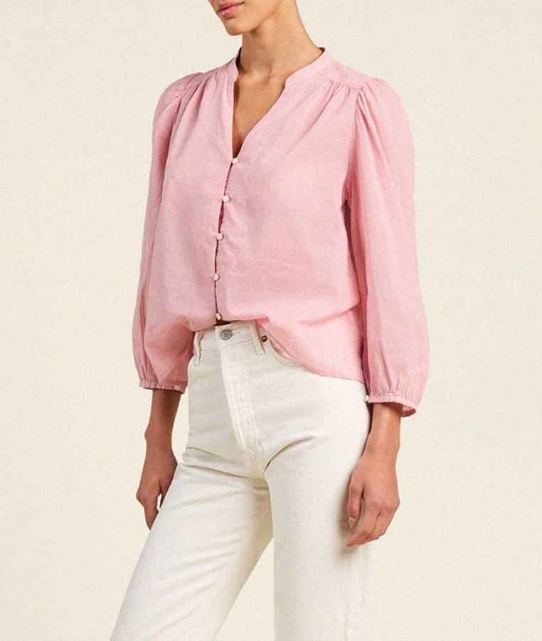 Maisey Blouse - Blush Houndstooth
