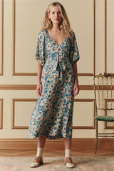 The Fairground Dress - Blue Scattered Bloom