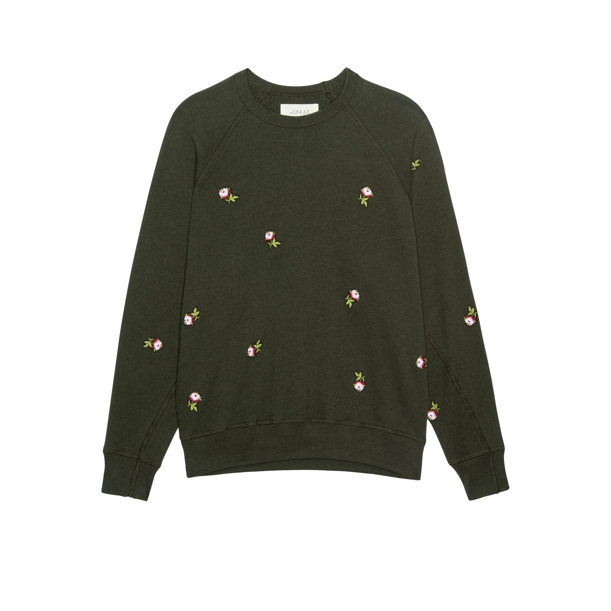 The College Sweatshirt - Woodland Green w/ Roses