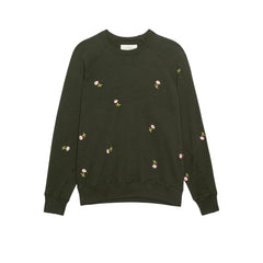 The College Sweatshirt - Woodland Green w/ Roses