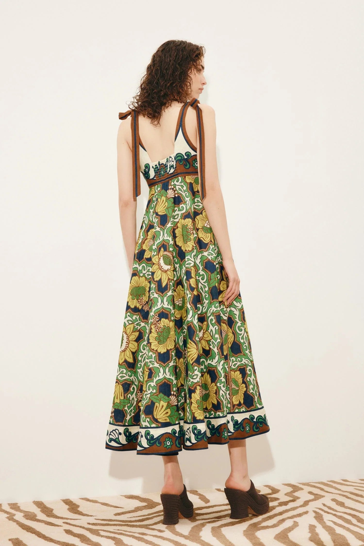 Liana Ballet Sundress - Green/Brown Multi
