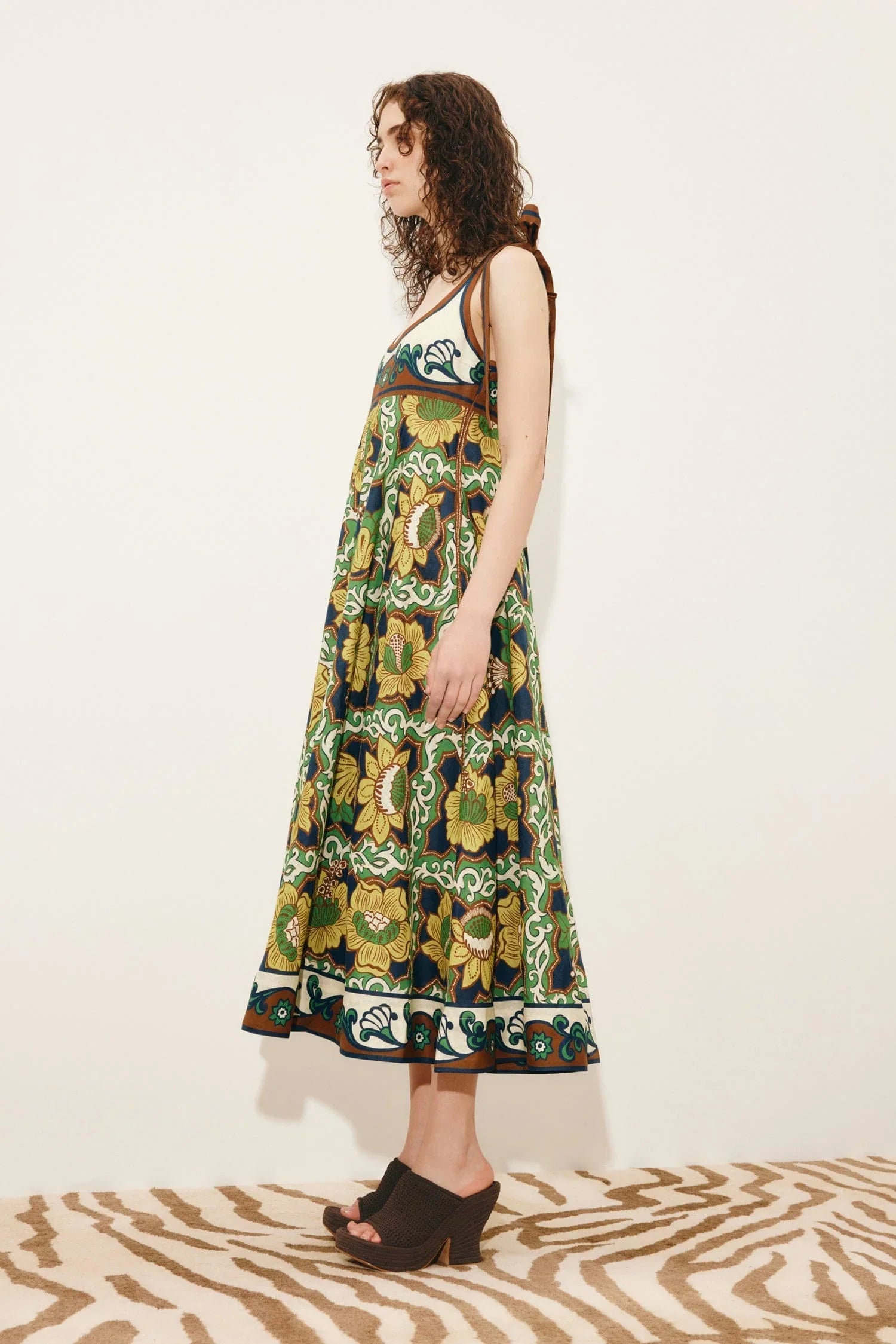 Liana Ballet Sundress - Green/Brown Multi