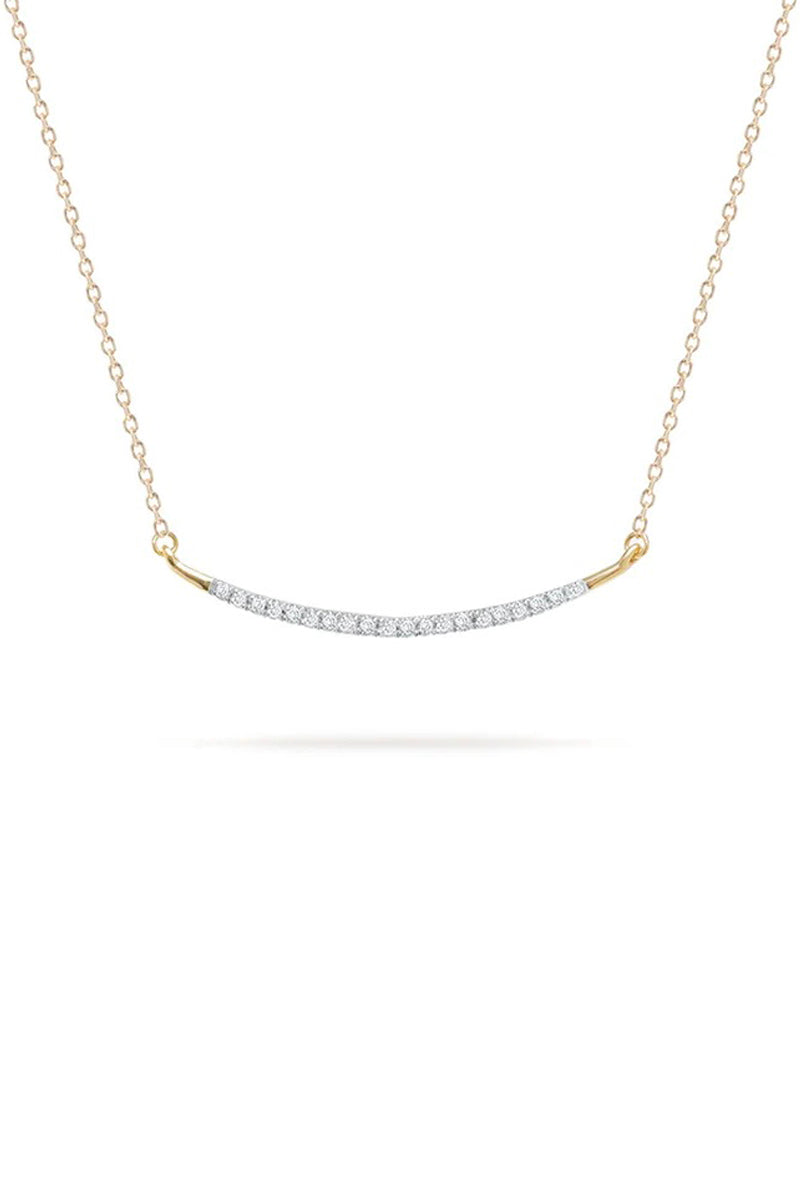 Large Pavé Curve Necklace - 14K Yellow Gold (By Special Order)