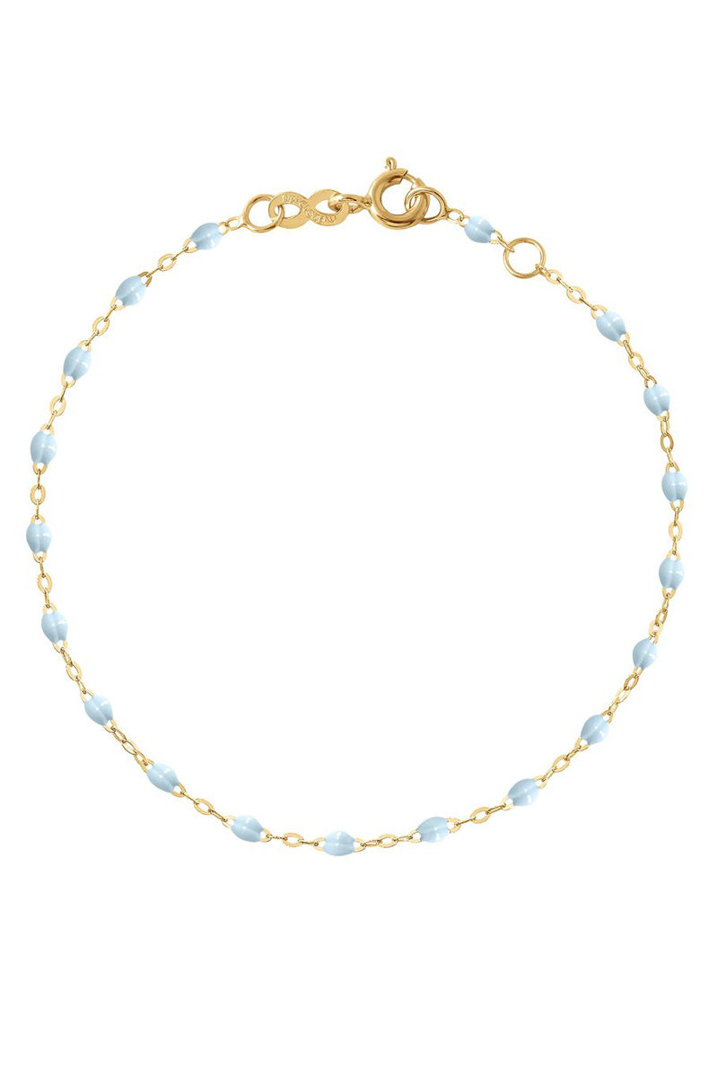 6.7" Classic Gigi Bracelet - BABY BLUE + YELLOW GOLD