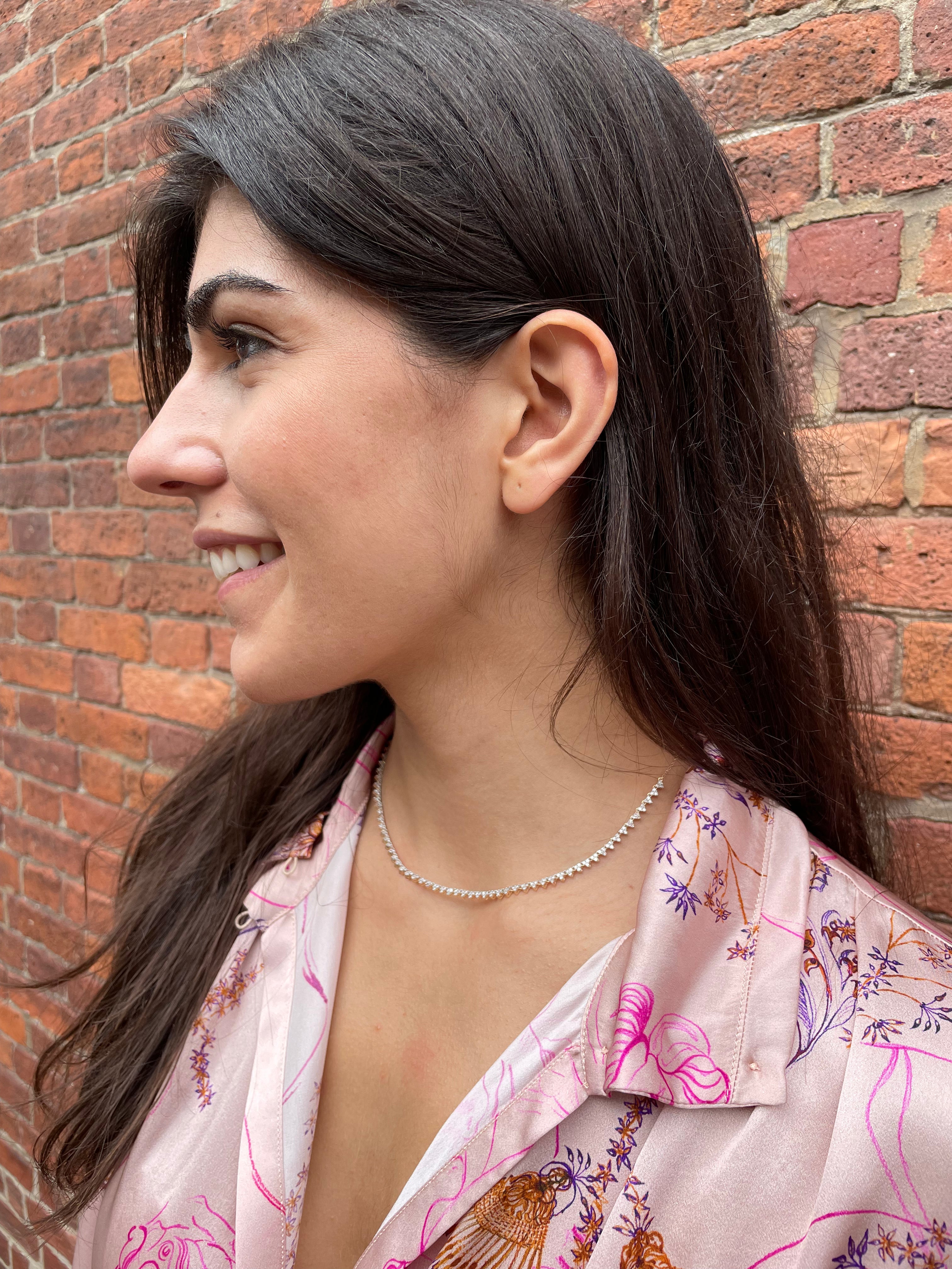 Diamond Cluster Half Riviera - 14K Yellow Gold (By Special Order)