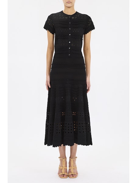Abriana Eyelet Knit Cardigan - Noir