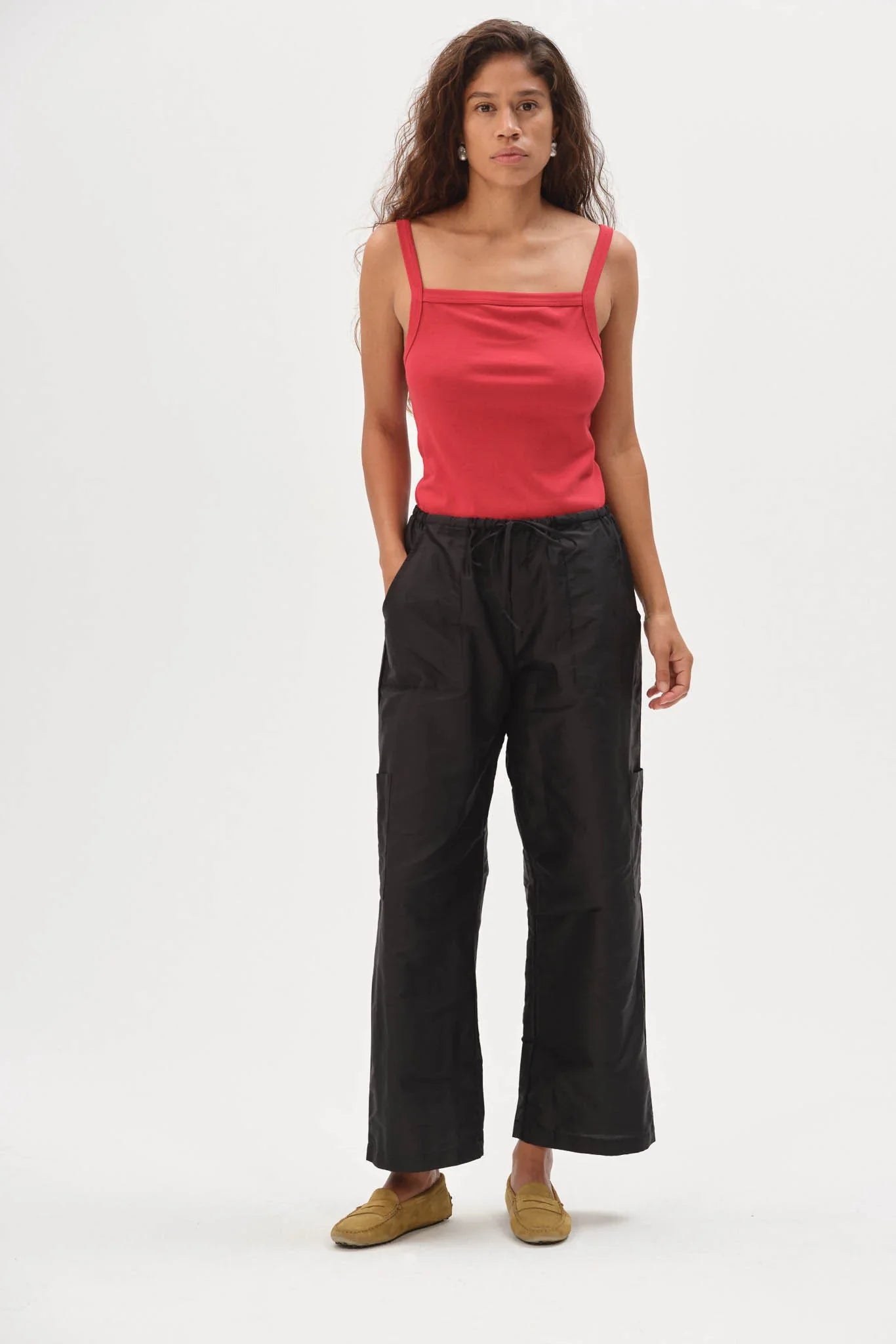 The Taffeta Drawstring Cargo Pant - Jet